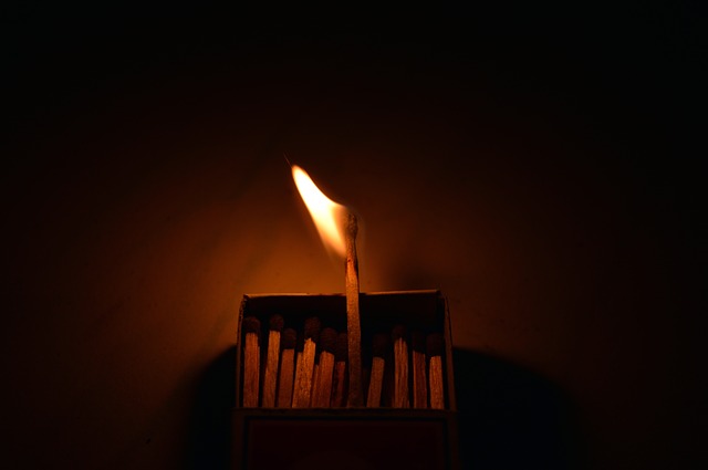 A match aflame