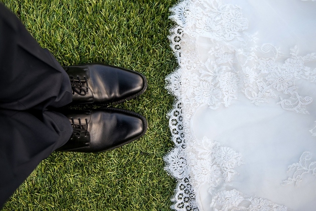 Groom's Shoes and Bride's Train