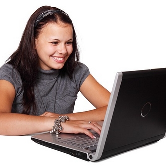 My attitude to internet dating - woman at computer